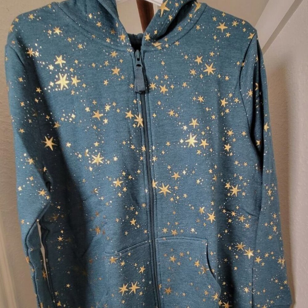 Cat & Jack Long Sleeve Fleece Hoodie Girl's Printed Zip-Up XXL (18)